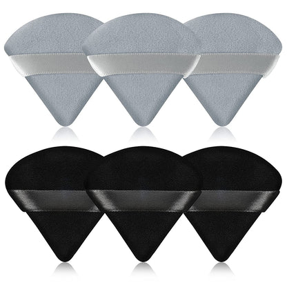 6 Pieces Powder Puff Face Soft Triangle Makeup Puff for Loose Powder Body Powder, Wedge Shape Velour Cosmetic Sponge for Contouring, Under Eyes and Corners, Beauty Makeup Tools