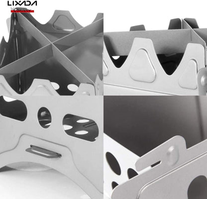 Lixada Camping Cookware Set - Titanium Wood Stove Frypan Ultra Light Portable Cooking Equipment Mess Kit Tools with Folding Handle for Picnic BBQ Camp Hiking