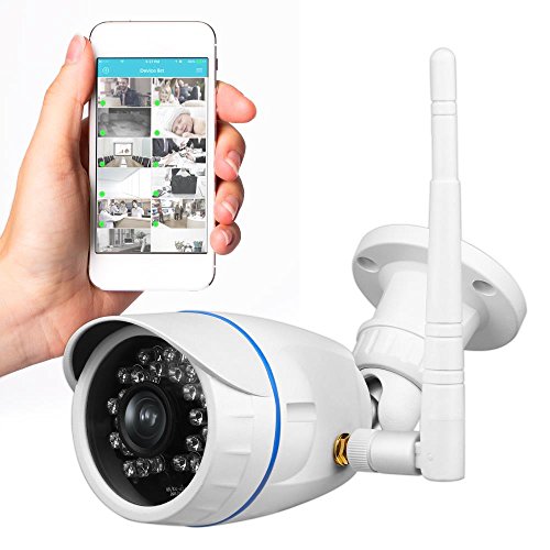 Wireless Weatherproof Outdoor IP HD 720p WiFi Motion Detector Security Camera with Built-In 16GB SD Storage