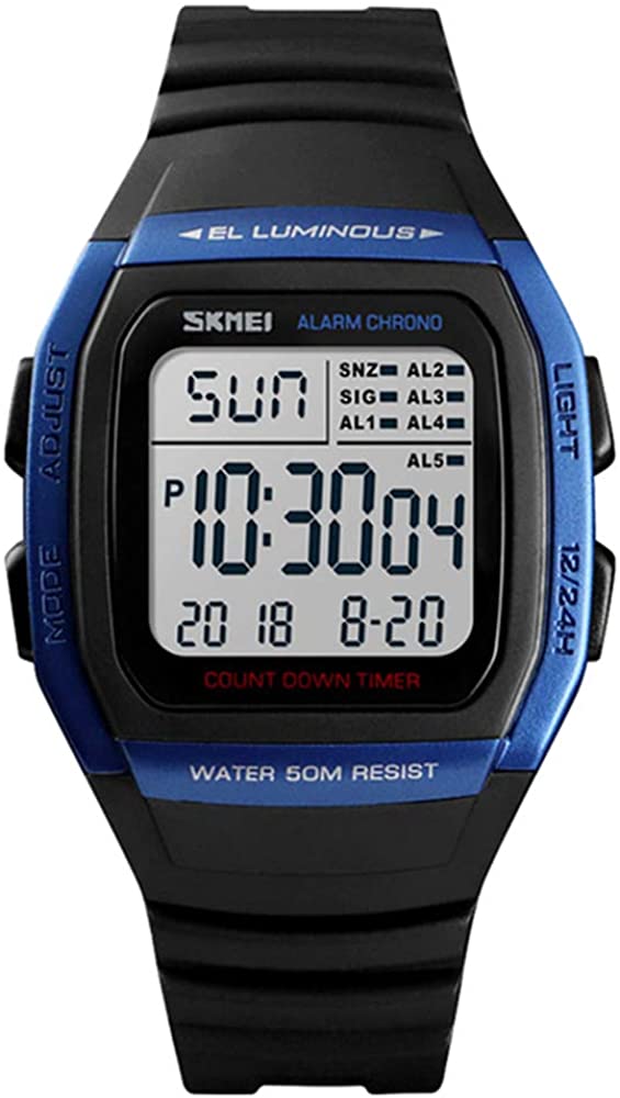 Men's Digital Watch Gold, Waterproof Analog Quartz Square Watch with Countdown Stopwatch Alarm Date…
