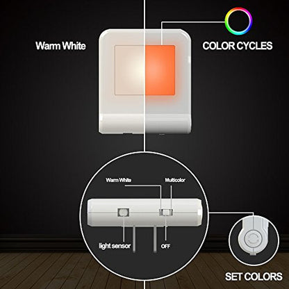 2 Pack Plug in LED Night Light with Smart Dusk to Dawn Sensor