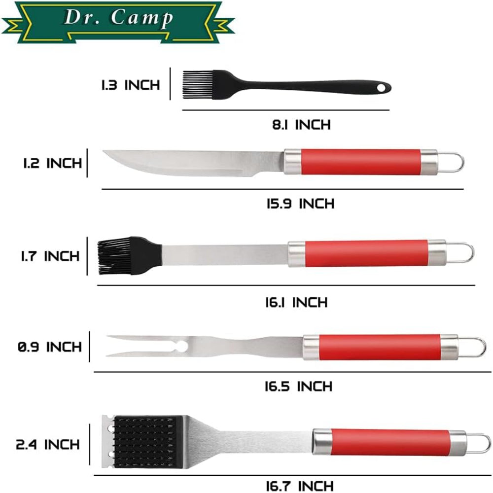 5-Piece Grill Tool Set – Stainless Steel BBQ Accessories Kit for Outdoor Cooking