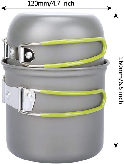 Outdoor Camping Pot Set for 1-2 People Camping Cooking with Portable Bags and Tableware Camping & Hiking Equipment