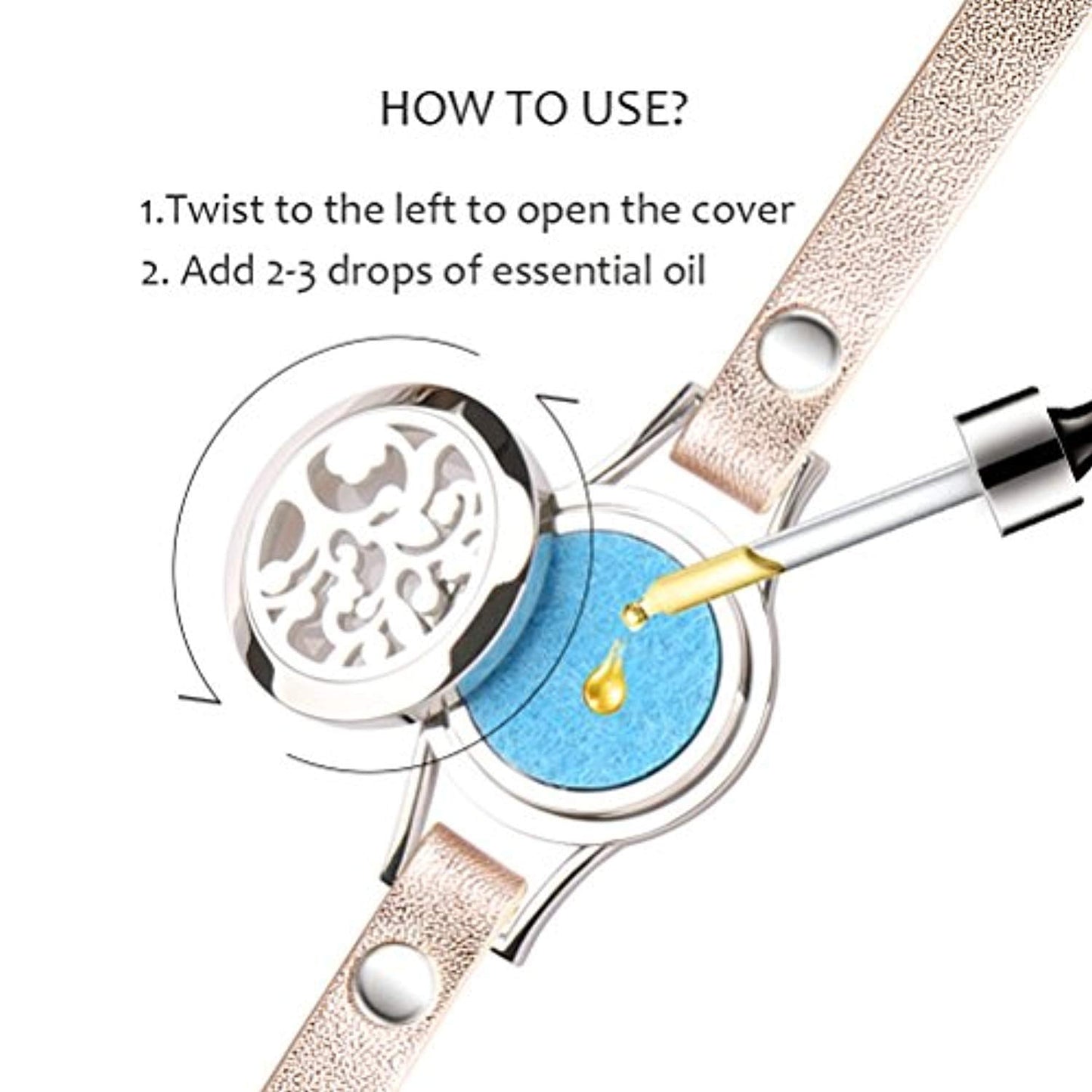 Stainless Steel Essential Oil Diffuser Leather Band Bracelet