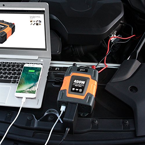 400W Power Inverter DC 12V to 110V AC Car Inverter with 3.1A Dual USB Converter