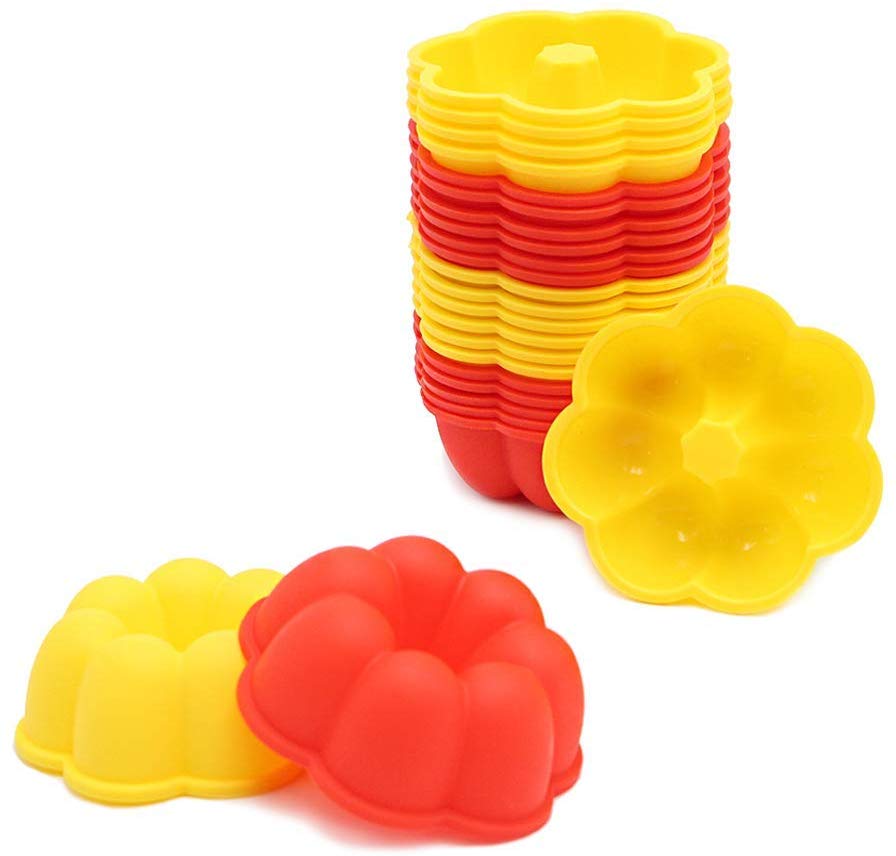 24Pc 100% Silicone Molds 2 3/4 inch Cupcake Donut BPA Free Baking Cups Set