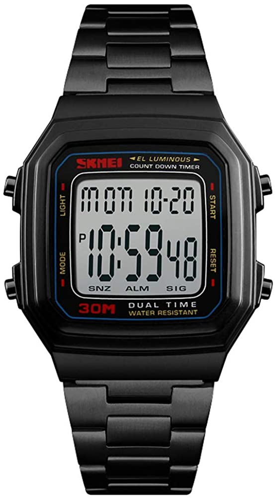 Men's Digital Watch Gold, Waterproof Analog Quartz Square Watch with Countdown Stopwatch Alarm Date…