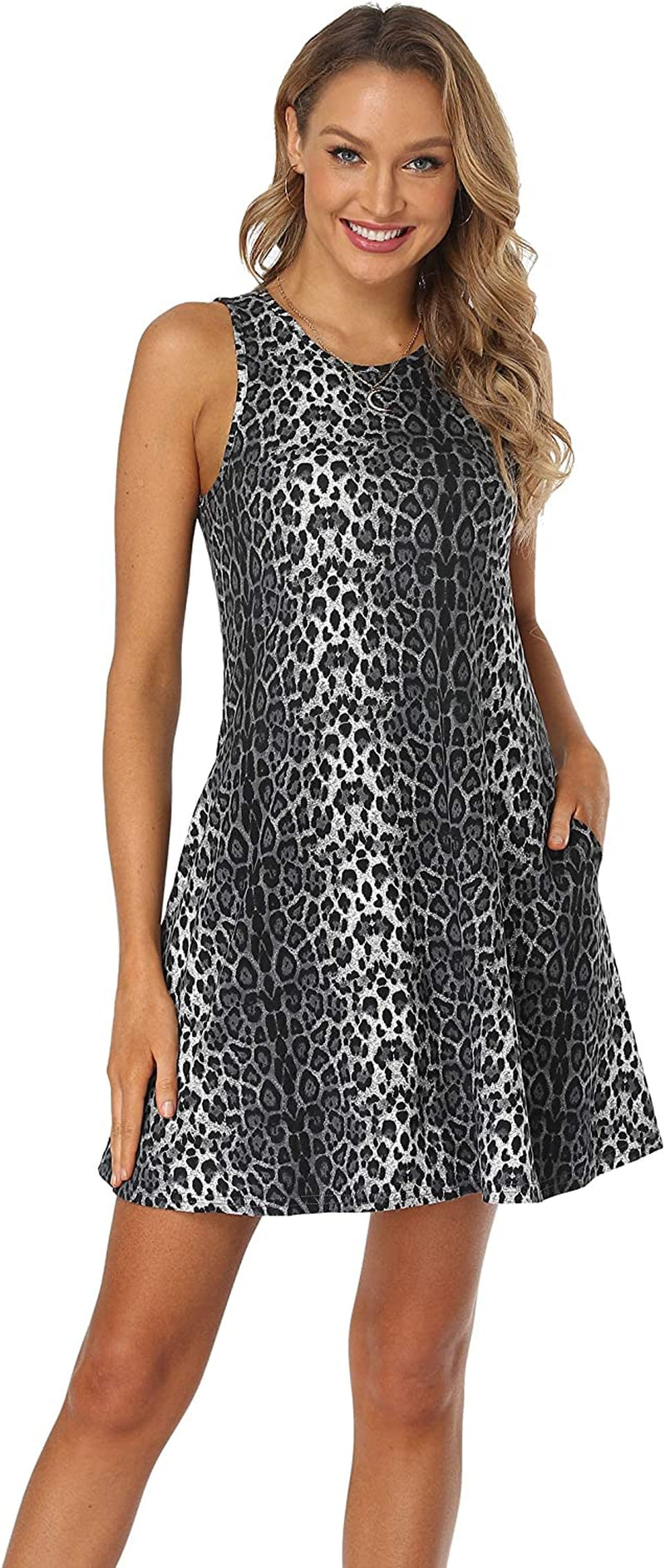 Qurvoo Women's Short Summer Casual Dress Floral Tank Sleeveless/Short Sleeve Dress with Pockets