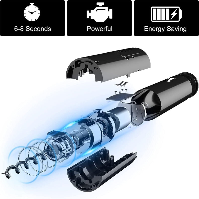 Electric Wine Bottle Opener with Foil Cutter, Battery Operated Stainless Steel 