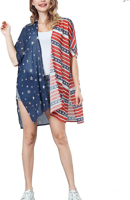  Women Floral Leaf Kimono Summer Cardigan Sheer Loose Half Sleeve Beach Shawl Chiffon Cover Up Casual Blouse Tops