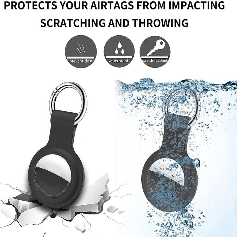 4 Pack Air Tag Keychain for Apple Air Tag, Silicone Airtag Protective Tracker Cover with Loop Key Ring