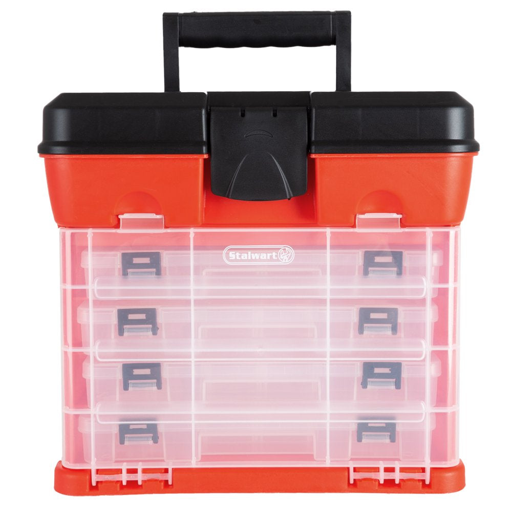  Portable Tool Storage Box - Small Parts Organizer with 4 Trays