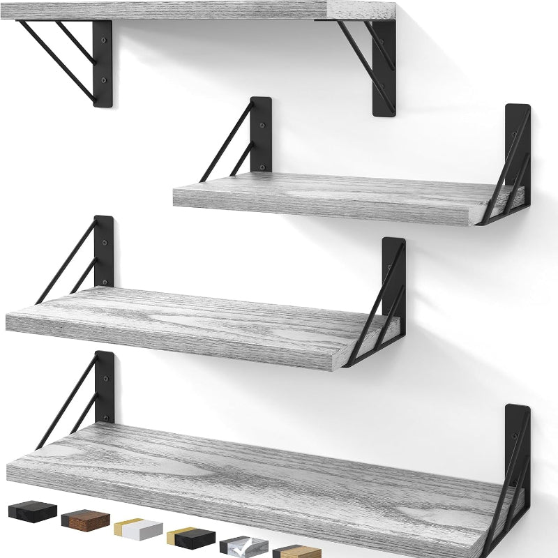 Wall Mounted Floating Shelves for Storage and Decor, Rustic Wood Shelves for Any Room