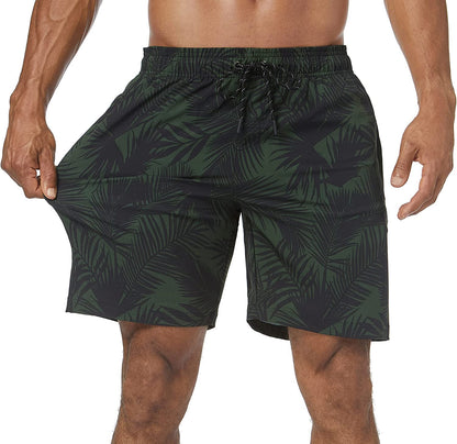  Mens Swim Trunks Quick Dry Board Shorts with Zipper Pockets Bathing Suit