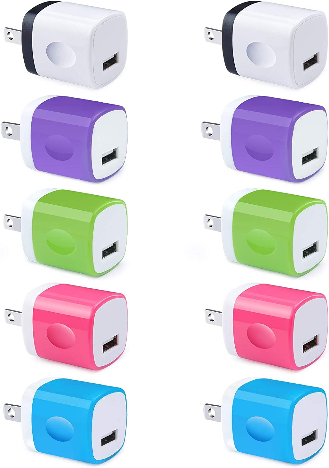 10 Pack Power USB Plug Charging Cube Block