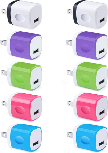 10 Pack Power USB Plug Charging Cube Block