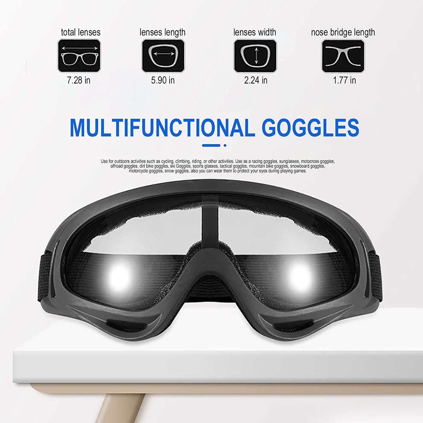  10 Packs Motorcycle Accessories, 5PCS Dirt Bike Ski Goggles Dustproof Windproof Safety Glasses and 5PCS Face Masks