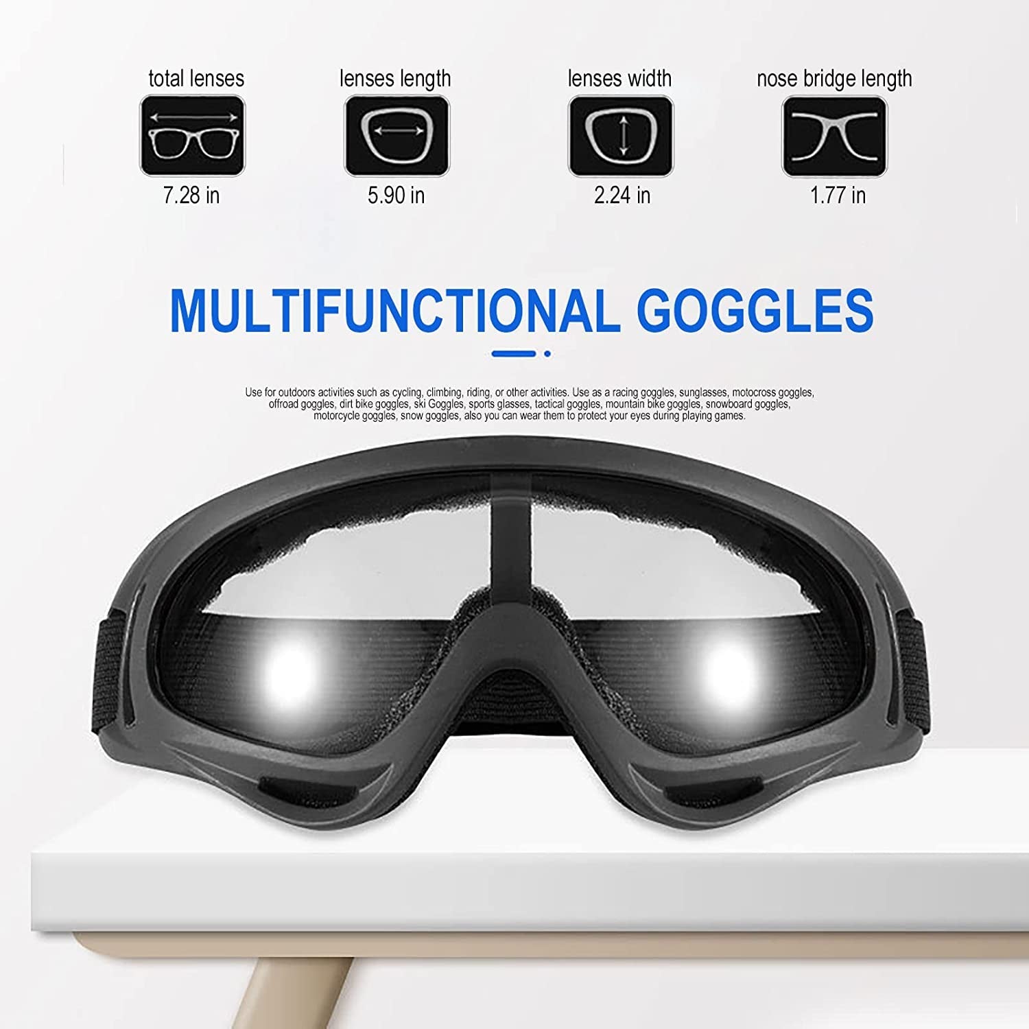  10 Packs Motorcycle Accessories, 5PCS Dirt Bike Ski Goggles Dustproof Windproof Safety Glasses and 5PCS Face Masks