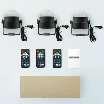 3 Pack DJ Disco Ball Strobe Lights with 7 Colors - Sound Activated with Remote Control