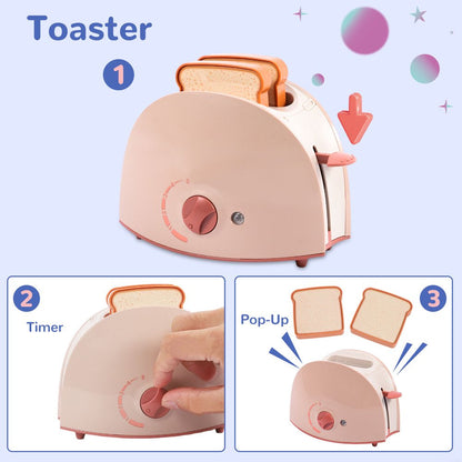 3Pcs Kids Play Kitchen with Oven, Toaster and Stirrer, Toy Kitchen Appliance for Toddlers Girls Boys Gift