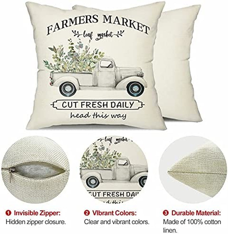Set of 4 Farmhouse Pillow Covers 