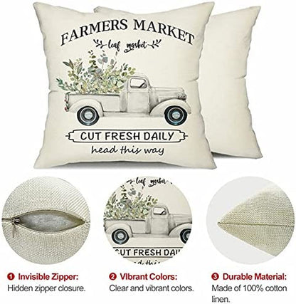 Set of 4 Farmhouse Pillow Covers 