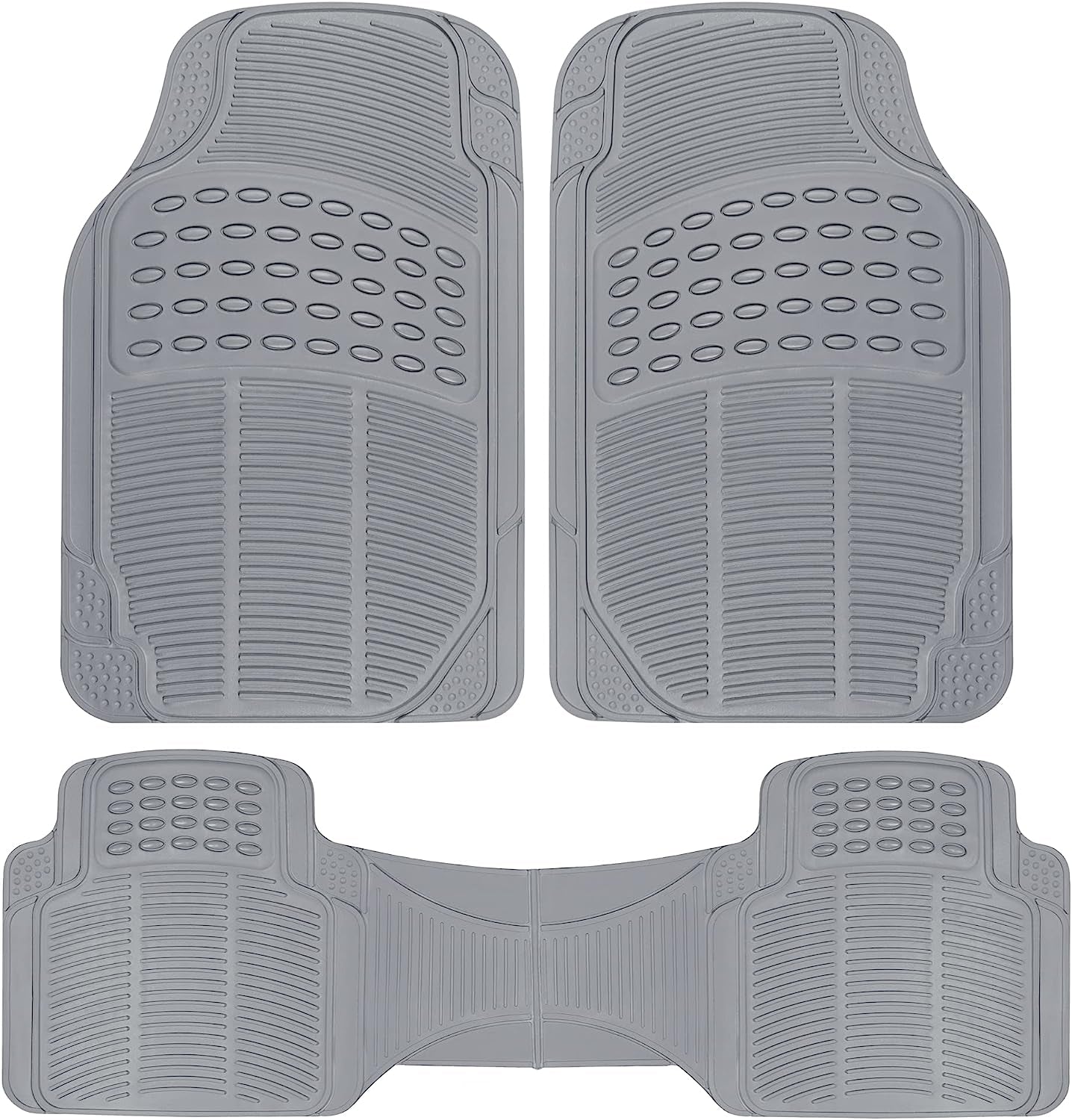  2 Piece Front Heavy Duty Front & Rear Rubber Floor Mats 