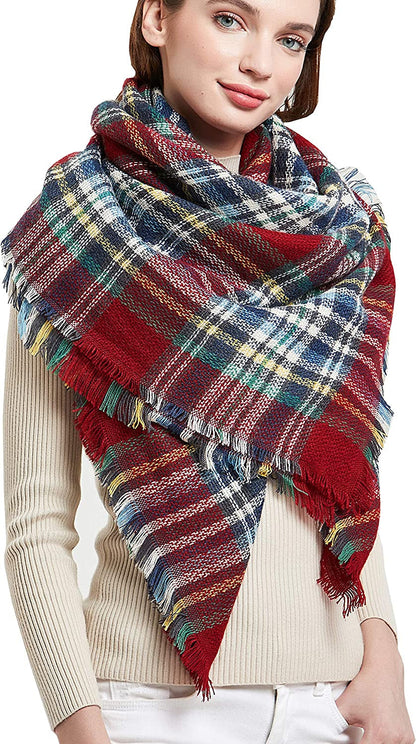 Women's Warm Square Plaid Scarf