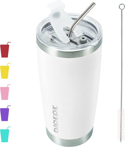  20 oz Insulated Tumblers With Lid And Straw Stainless Steel Coffee Tumbler Cup,Green