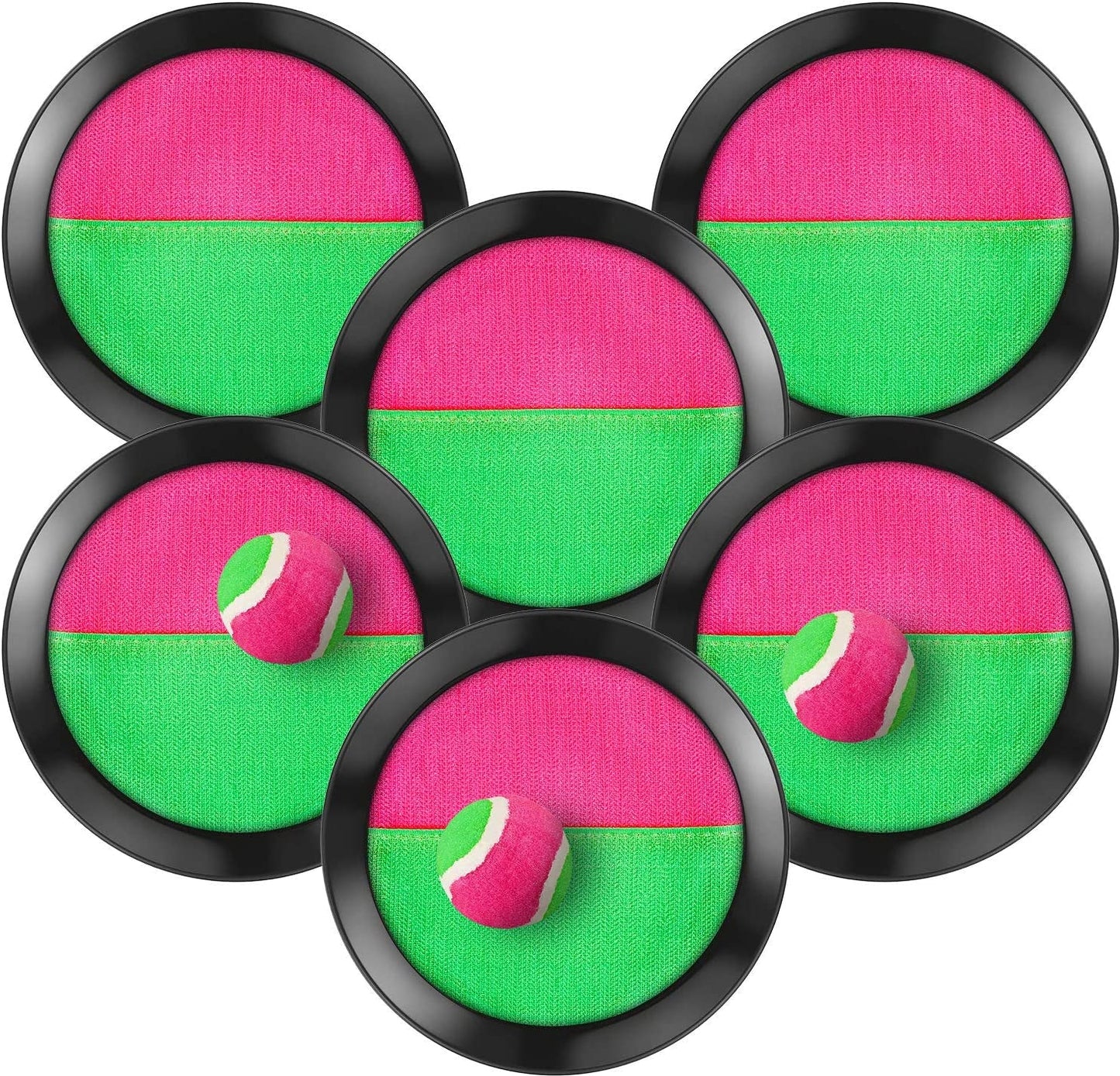  Toss and Catch Balls Game, 3 Set Paddle Toss and Catch Ball, 6 Paddles and 3 Balls, Suitable for Sports, Beach
