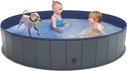  Foldable Dog Pool, Collapsible Hard Plastic Dog Swimming Pool, Portable Bath Tub for Pets Dogs and Cats, Pet Wading Pool for Indoor and Outdoor, 32 x 8 Inches