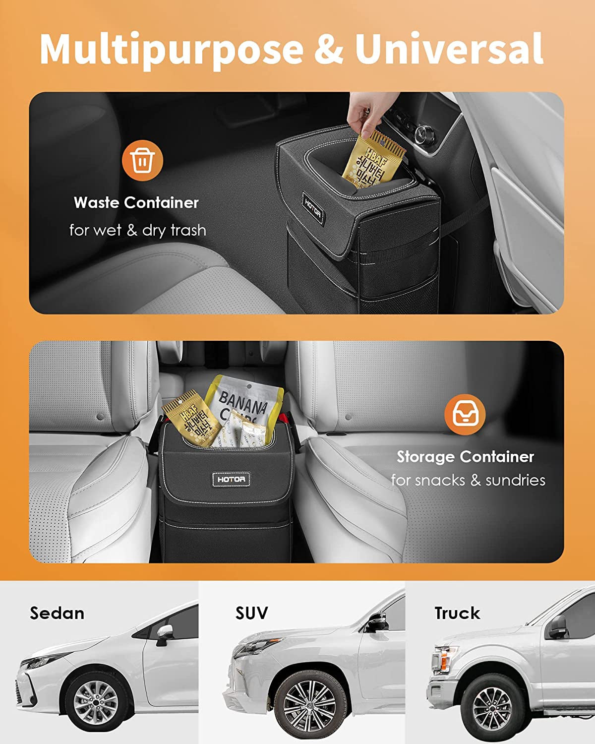  Leak-Proof Car Organizer and Storage Bag for The Back/Front/Console 