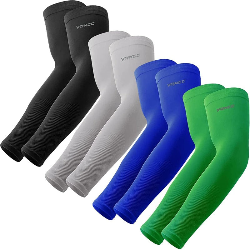 4 Pairs UV Sun Protection Arm Sleeves for Men & Women - UPF 50 Sports Compression Cooling Arm Sleeves