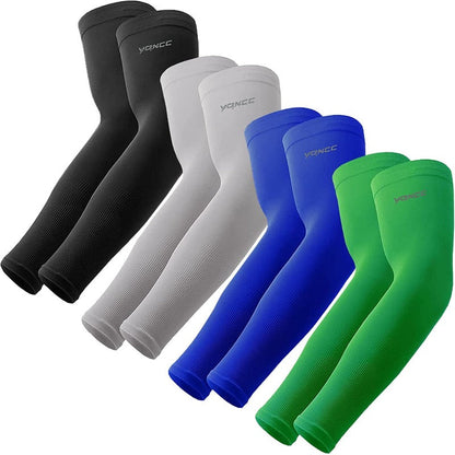 4 Pairs UV Sun Protection Arm Sleeves for Men & Women - UPF 50 Sports Compression Cooling Arm Sleeves