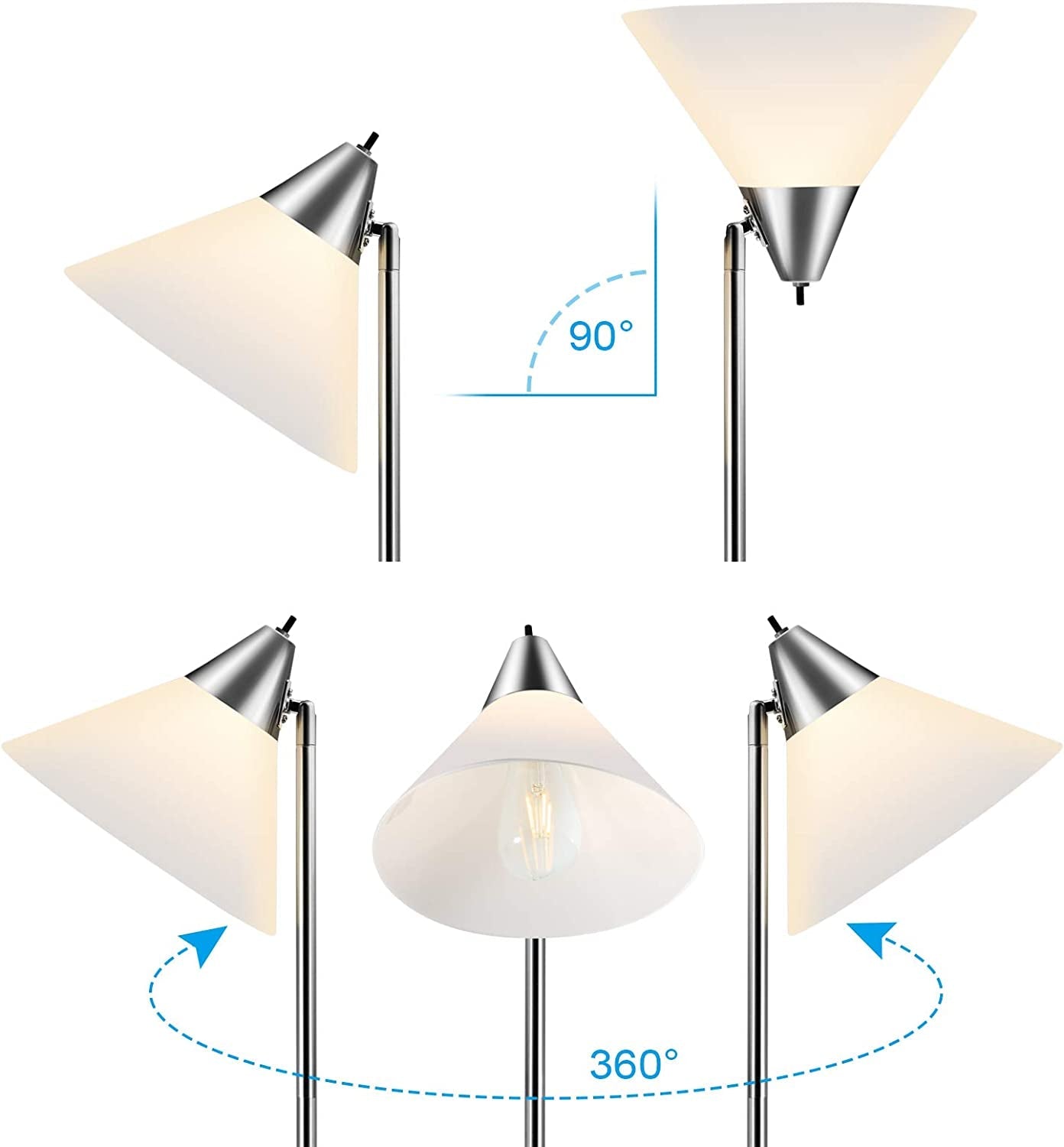Floor Lamp With Adjustable Head And Arcylic Shade 