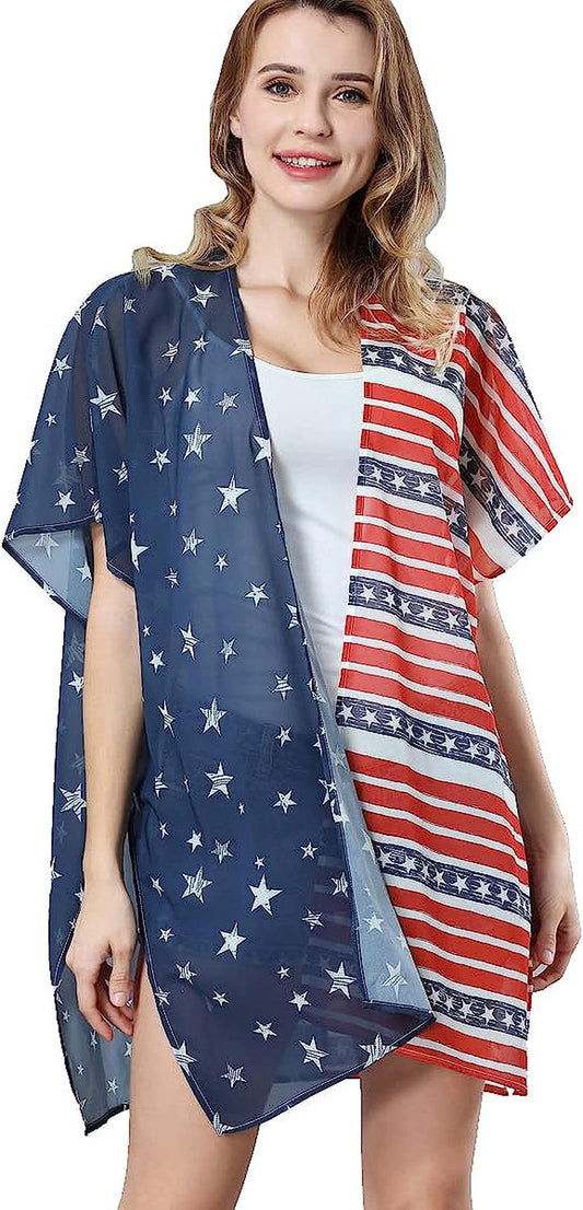  Women Floral Leaf Kimono Summer Cardigan Sheer Loose Half Sleeve Beach Shawl Chiffon Cover Up Casual Blouse Tops