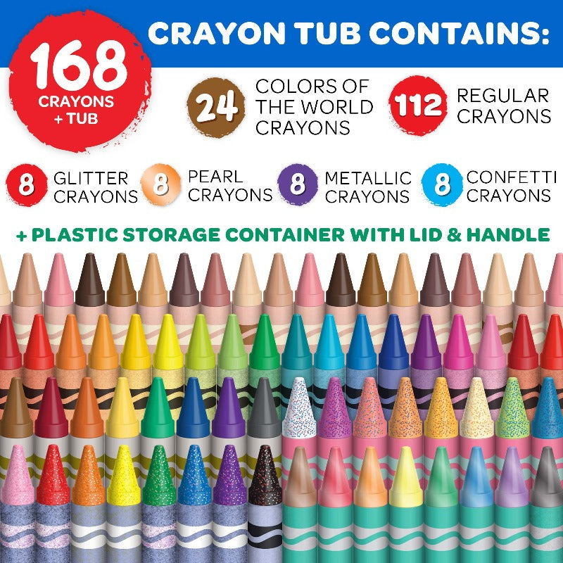 168 Piece Crayola Crayons and Storage Tub Set - Colors of the World Set