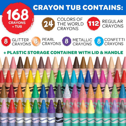 168 Piece Crayola Crayons and Storage Tub Set - Colors of the World Set