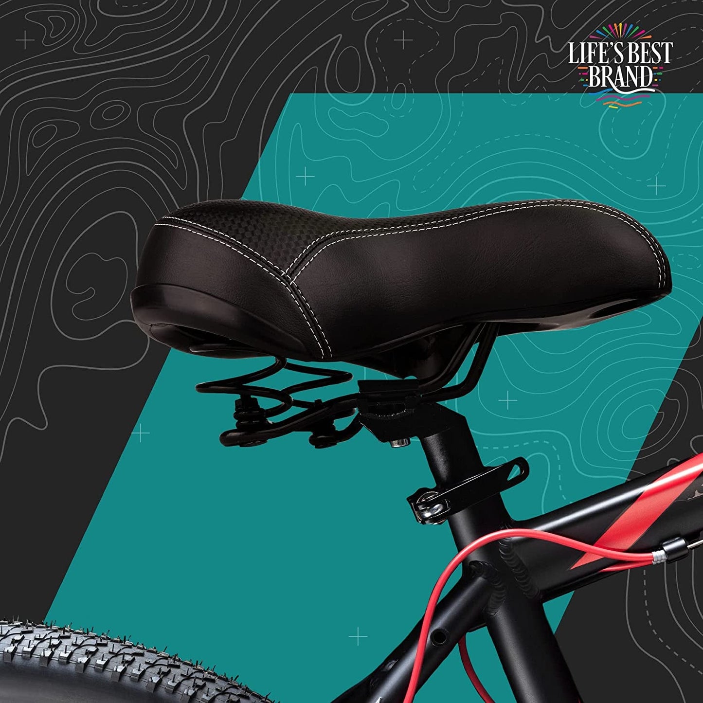  Saddle Style Bicycle Accessory - Universal Fit Comfortable Seating - for Pain Free Riding - Installs Easily On Mountain Bike, Cruiser, Exercise, Spin, & Kids Bikes