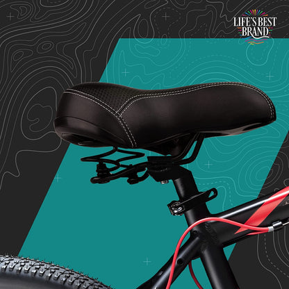  Saddle Style Bicycle Accessory - Universal Fit Comfortable Seating - for Pain Free Riding - Installs Easily On Mountain Bike, Cruiser, Exercise, Spin, & Kids Bikes
