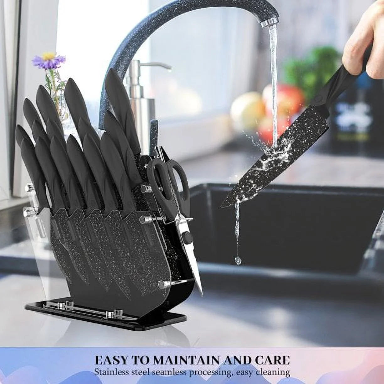 16 Piece Ceramic Coated Knife Block Set  with Scissors