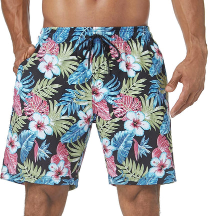  Mens Swim Trunks Quick Dry Board Shorts with Zipper Pockets Bathing Suit