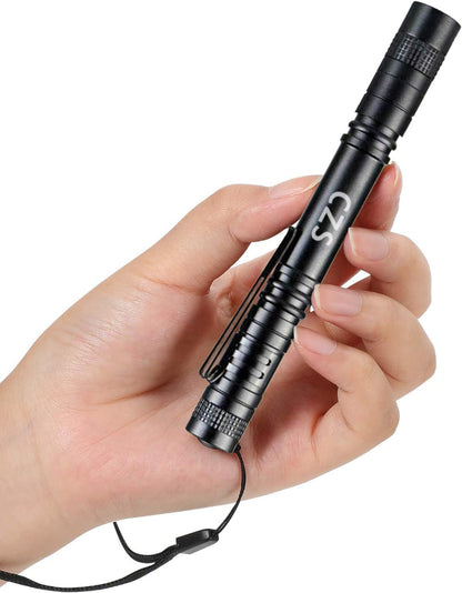 2-Pack Pen Flashlights – High-Lumen Small LED Pocket Lights, Battery-Powered (2×AAA), Waterproof for Work & Emergency, Battery Not Included