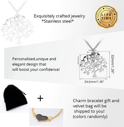 Women's Stainless Steel Tree Of Life Pendant Necklace