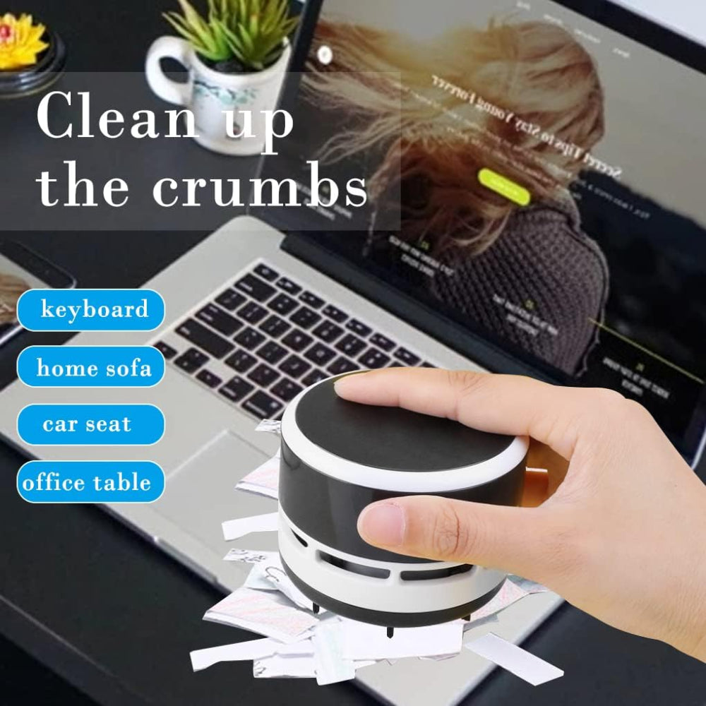 Mini Desk Vacuum Cleaner – Portable Cordless Desktop Sweeper for Home, Office & Car – Crumb, Dust & Pet Hair Cleaner, No Battery Included