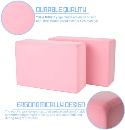 DOTSOG 2pcs Yoga Blocks and Strap Set Brick Foam Yoga Brick Support Deepen for Yoga Pilates Yoga Accessories