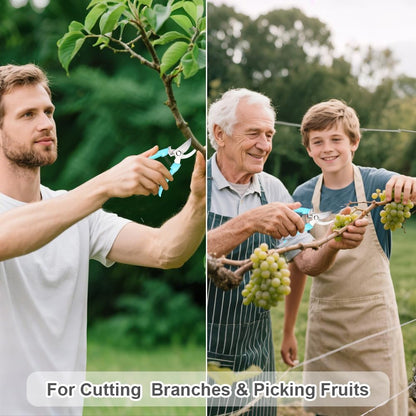 2-Pack Stainless Steel Pruning Shears – Sharp Bypass & Straight Blade Garden Scissors with Comfortable Grip & Safety Lock for Pruning, Cutting & Fruit Picking