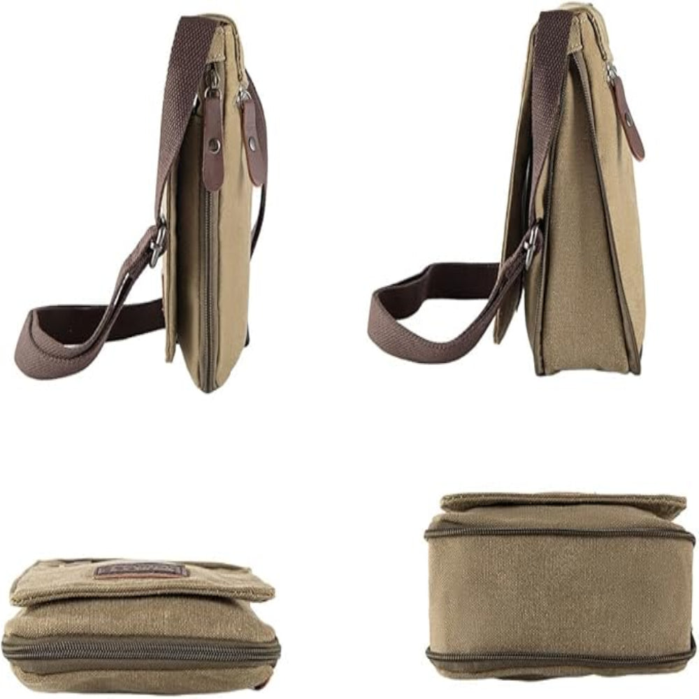 Vintage Canvas Messenger Bag – Crossbody Shoulder Satchel, Adjustable Strap