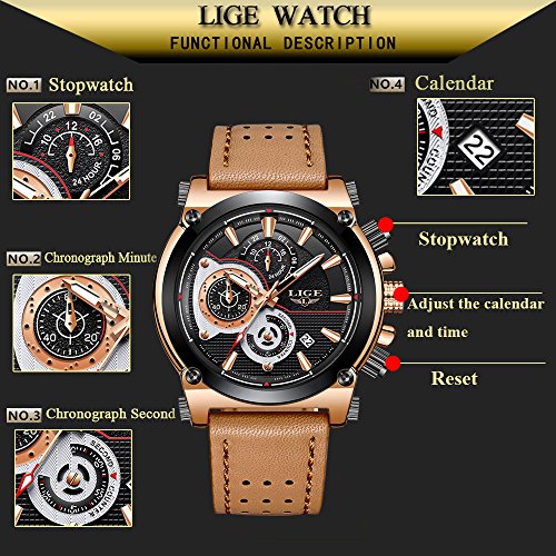 Men's Stainless Steel Chronograph Waterproof Sports Quartz Watch