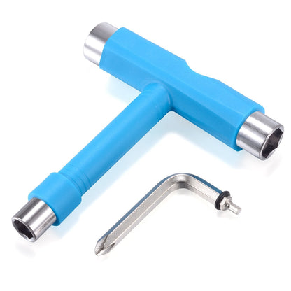 Zeato All-In-One Skate Tools Multi-function Portable Skateboard T Tool Accessory with T-type Allen Key and L-type Phillips Head Wrench Screwdriver